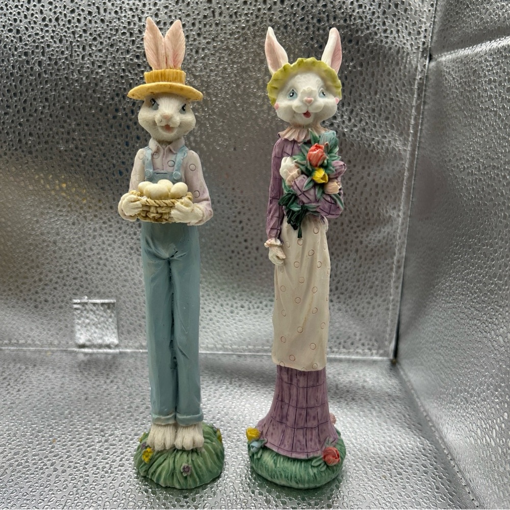Vintage Tall Easter Bunny Rabbit Pencil Figurines